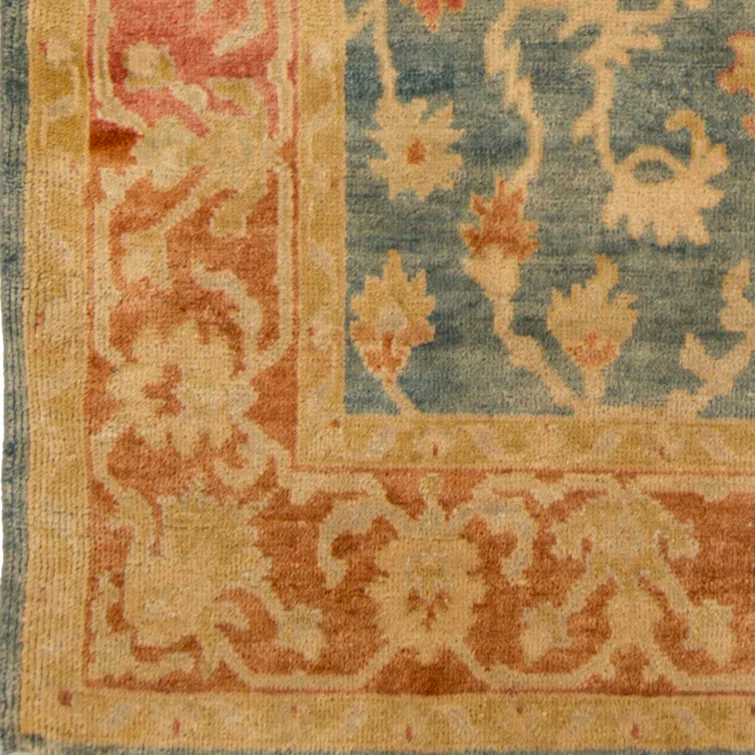 Traditional Elegance Hand-Knotted Wool Area Rug with Fringe - Blue & Multicolor