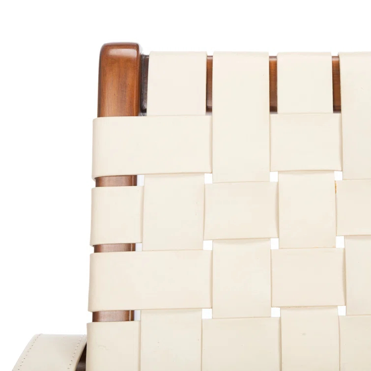 Brenton 56'' White and Light Brown Leather Bench