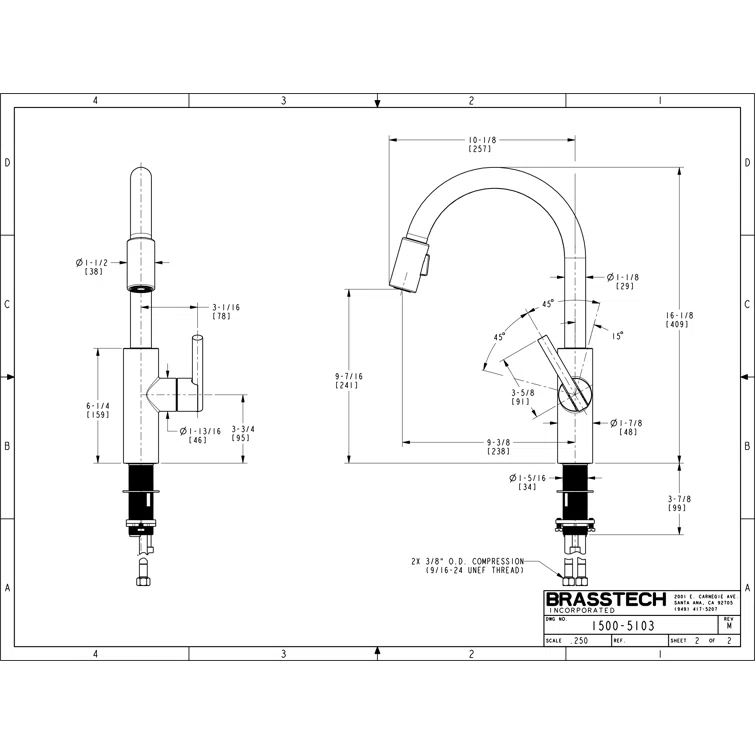 East Linear Pull Down Single Handle Kitchen Faucet
