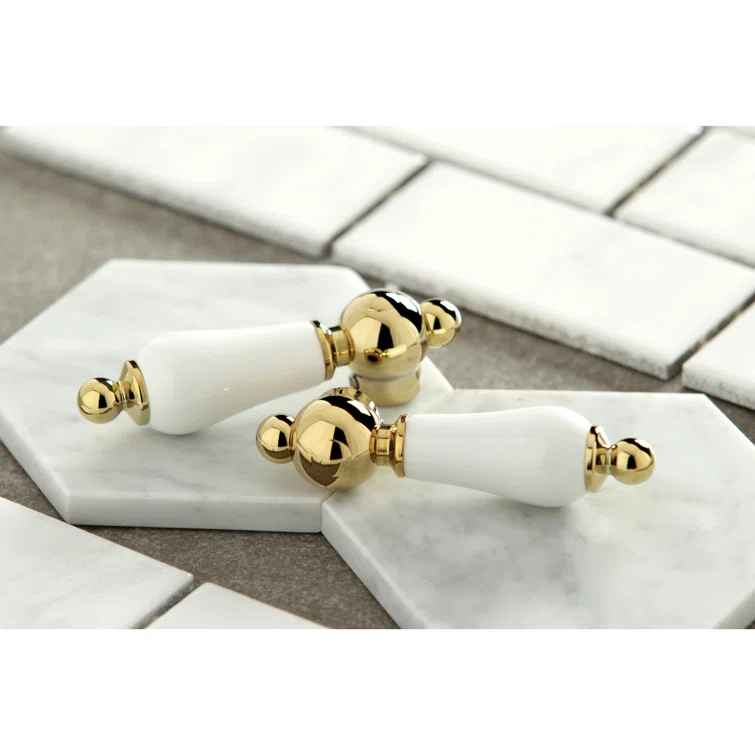 Kingston Brass Heritage Two-Handle 3-Hole Deck Mount 4" Centerset Bathroom Faucet with Plastic Pop-Up