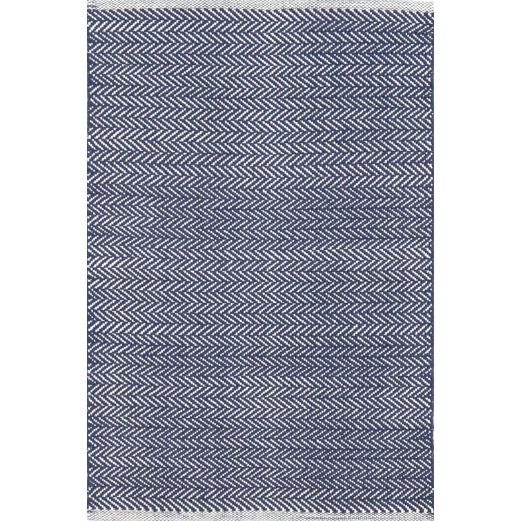 Herringbone Indigo Handwoven Cotton Rug