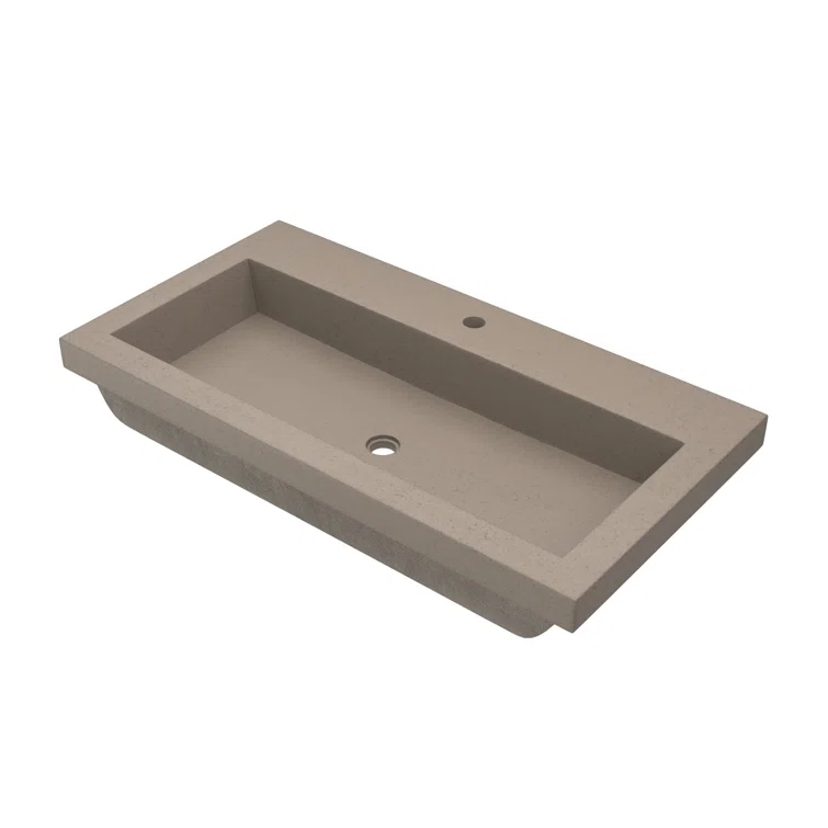 Native Stone Handcrafted Concrete 36" Trough Bathroom Sink