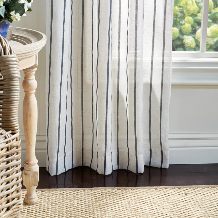 Laguna Striped Semi-Sheer Tab Top Curtain Panel Pair (Set of 2) (Set of 2)
