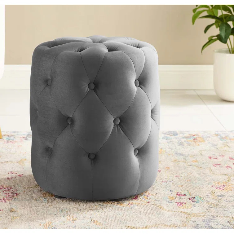 Modway Amour Tufted Button Round Performance Velvet Ottoman