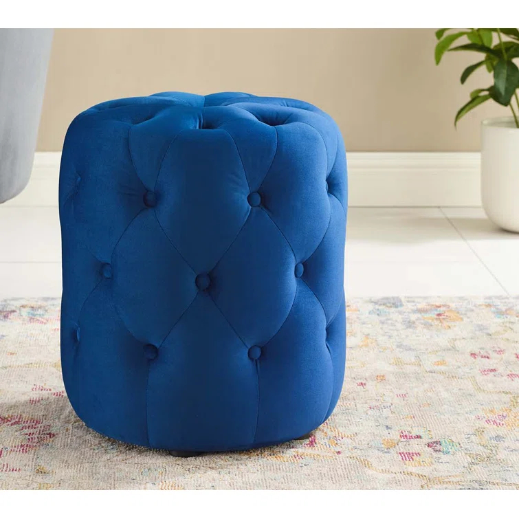 Modway Amour Tufted Button Round Performance Velvet Ottoman