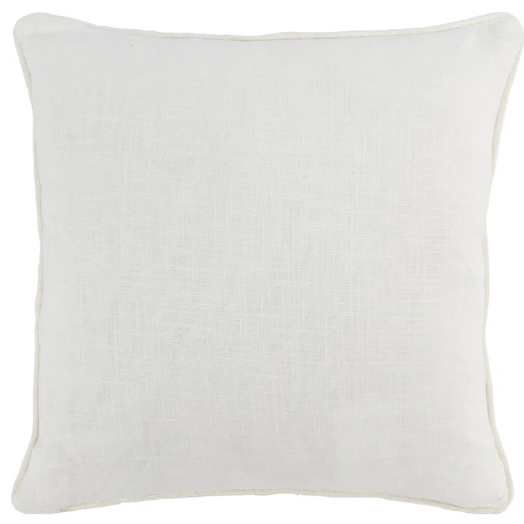 Kassia Blue Embroidered Linen Square Throw Pillow