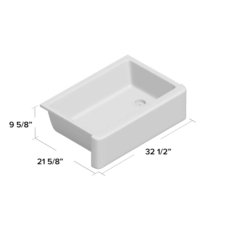 Whitehaven® Self-Trimming 32-1/2" L x 21-9/16" W x 9-5/8" Under-Mount Single-Bowl Sink with Short Apron