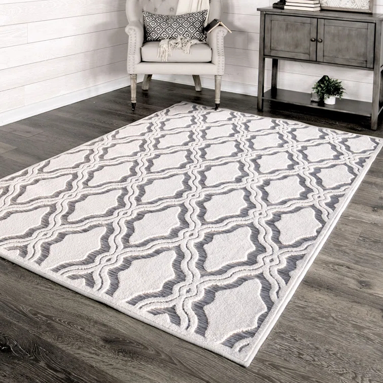 My Texas House Cotton Blossom Natural Gray High Low Indoor Outdoor Rug