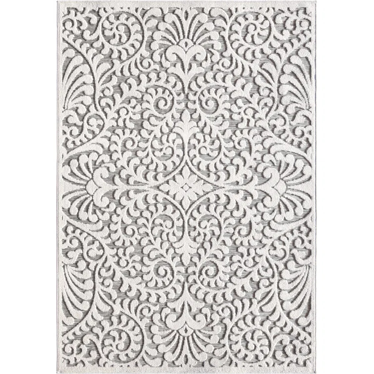My Texas House Bluebonnets Natural Gray High Low Indoor Outdoor Rug