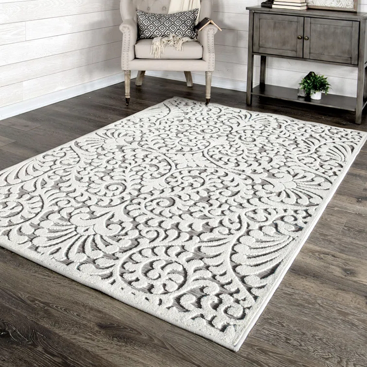 My Texas House Bluebonnets Natural Gray High Low Indoor Outdoor Rug
