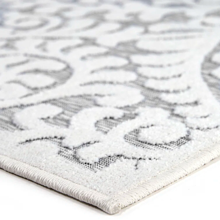 My Texas House Bluebonnets Natural Gray High Low Indoor Outdoor Rug