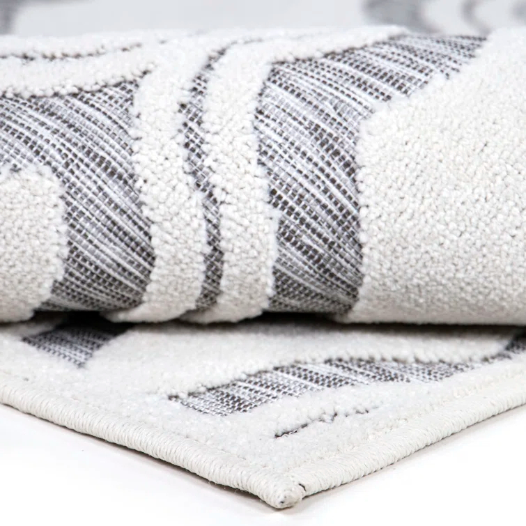 My Texas House Cotton Blossom Natural Gray High Low Indoor Outdoor Rug