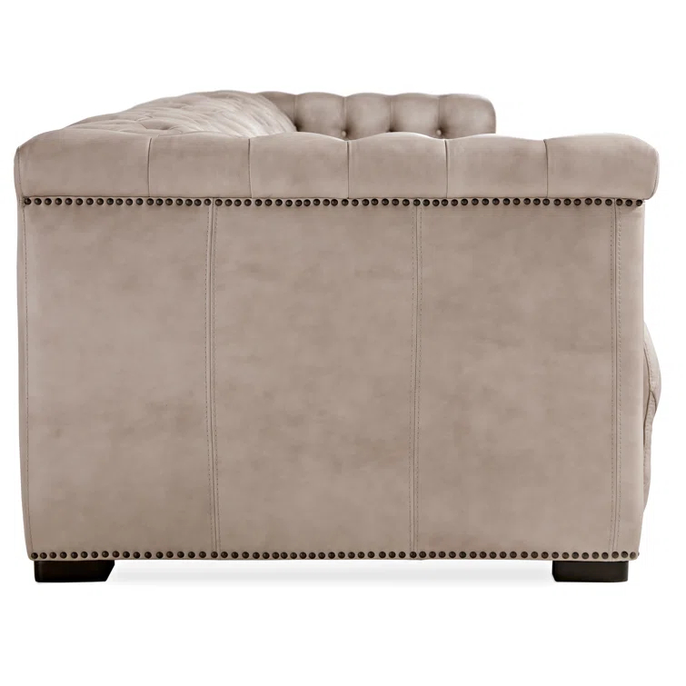 Giovanni Taupe Leather Tufted Reclining Sectional Sofa