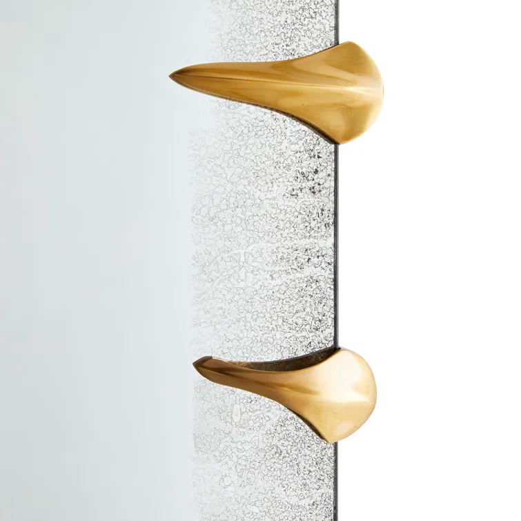 Rectangular Bronze and Wood Wall Mirror with Silver Accents
