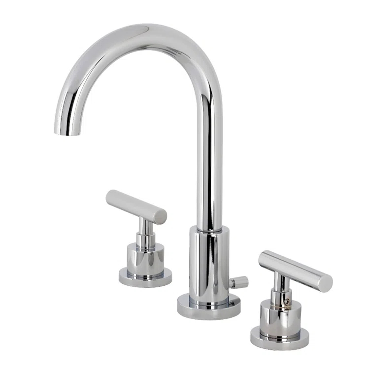 Kingston Brass Manhattan Two-Handle 3-Hole Deck Mount Widespread Bathroom Faucet with Brass Pop-Up Drain