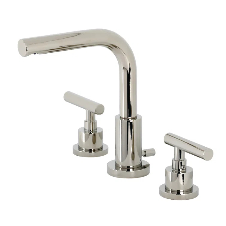 Kingston Brass Manhattan Two-Handle 3-Hole Deck Mount Widespread Bathroom Faucet with Brass Pop-Up Drain