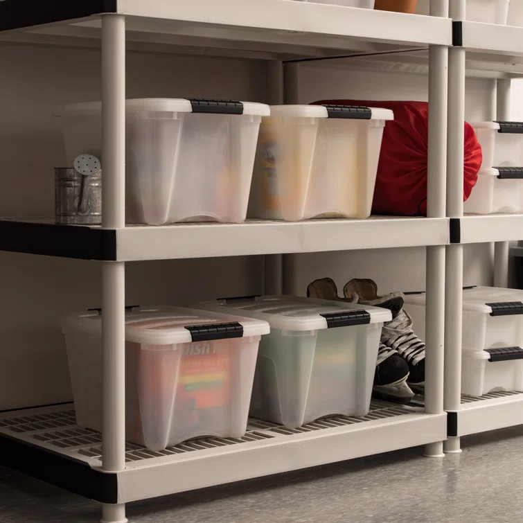 32 Qt./8 Gal. Plastic Storage Boxes with Latching Lids in Black