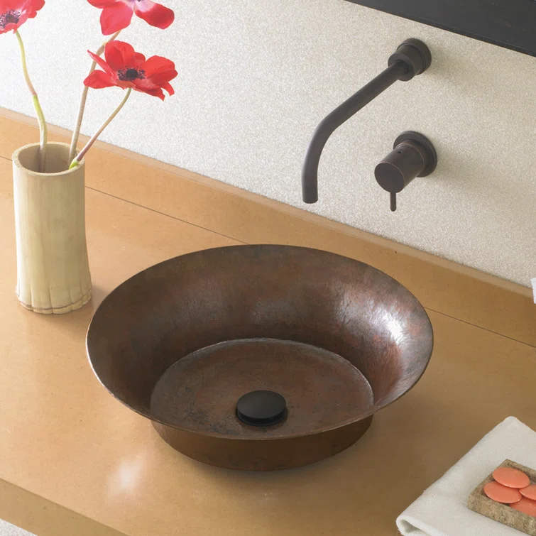Maestro Copper Circular Vessel Bathroom Sink
