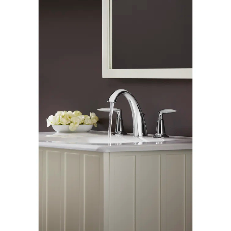 Kohler Alteo Widespread Bathroom Faucet with Pop-Up Drain Assembly, 3-Hole 2-Handle Bathroom Sink Faucet, 1.2 gpm