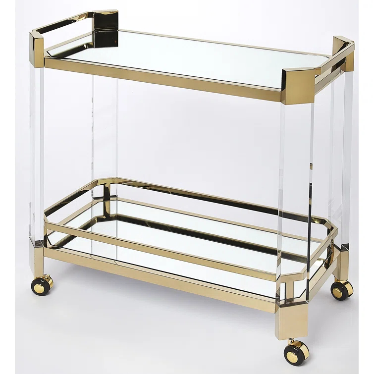 Butler Specialty Company Charlevoix Acrylic 2-Tier Bar Cart - Clear & Gold