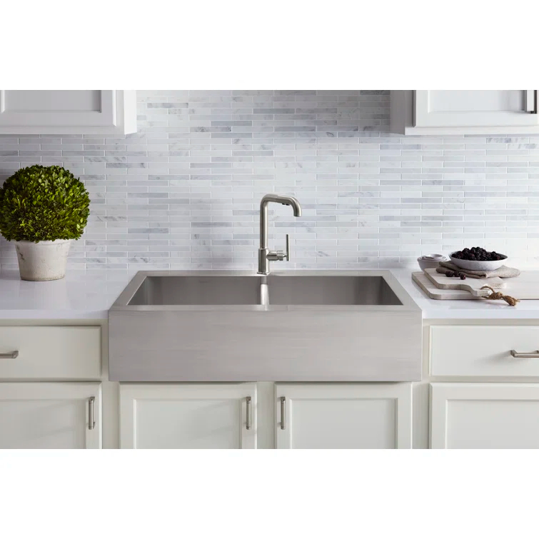 Vault™ 35.75" L x 24.3125" W Double Basins Farmhouse Kitchen Sink