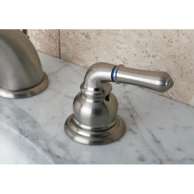 Kingston Brass KB968 Kingston Brass Magellan Two-Handle 3-Hole Deck Mount Widespread Bathroom Faucet with Retail Pop-Up Drain