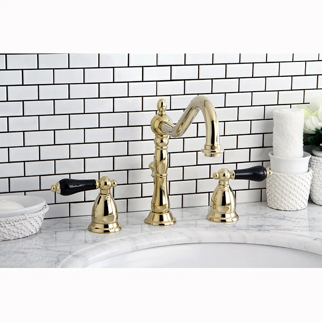 Kingston Brass KS1992PKL Kingston Brass Duchess Two-Handle 3-Hole Deck Mount Widespread Bathroom Faucet with Brass Pop-Up Drain