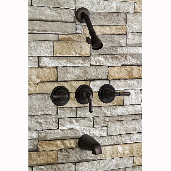 Kingston Brass Magellan Triple-Handle Tub and Shower Faucet