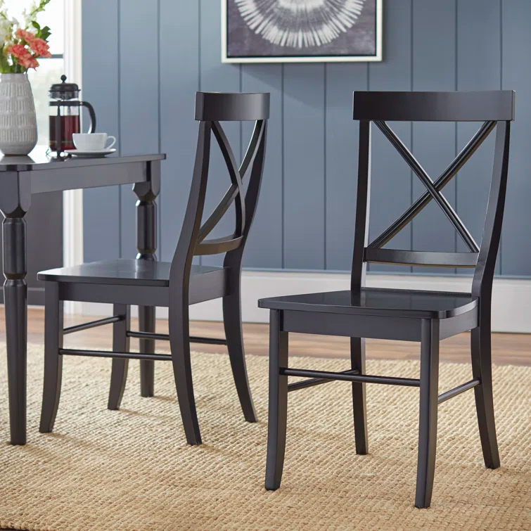 Gracie Oaks Solid Wood Upholstered Dining Chair(Set of 2)