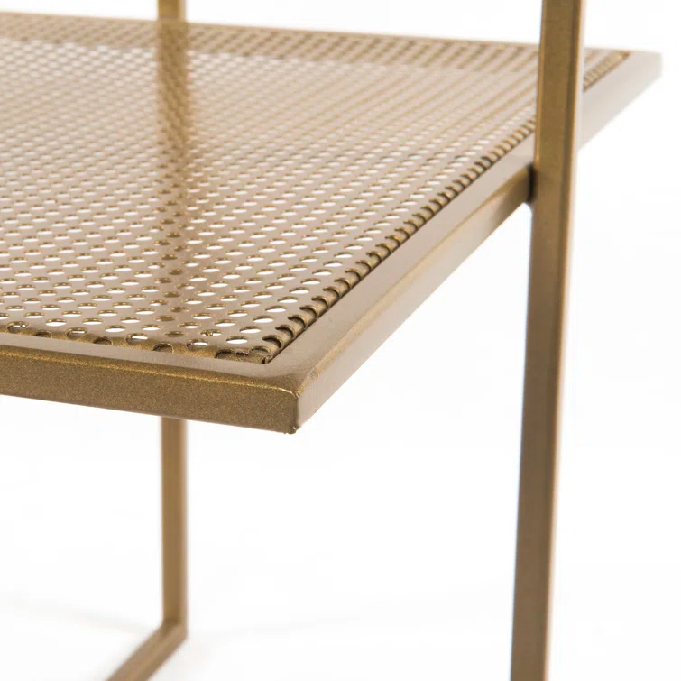 Hyla Chic Polished White Marble and Antique Brass Nightstand