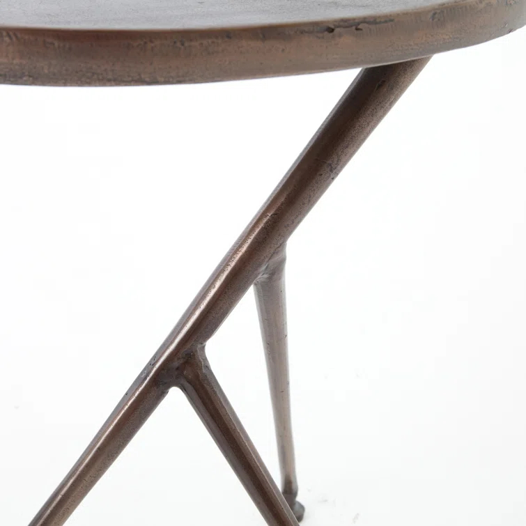 Marlow Rustic Round Stone and Metal Accent Table