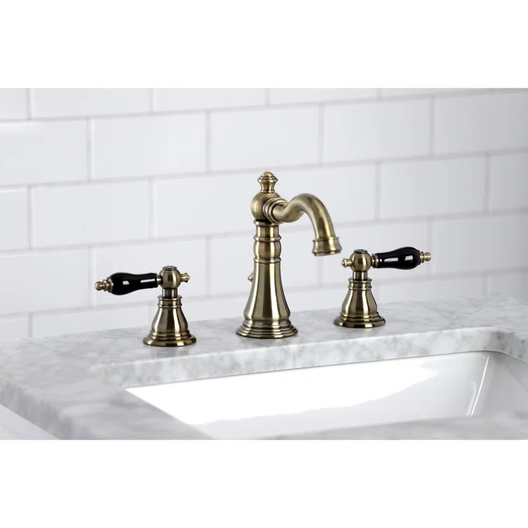 Kingston Brass Duchess Two-Handle 3-Hole Deck Mount Widespread Bathroom Faucet with Pop-Up Drain