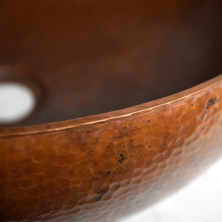 Tempered Copper Metal Circular Vessel Bathroom Sink