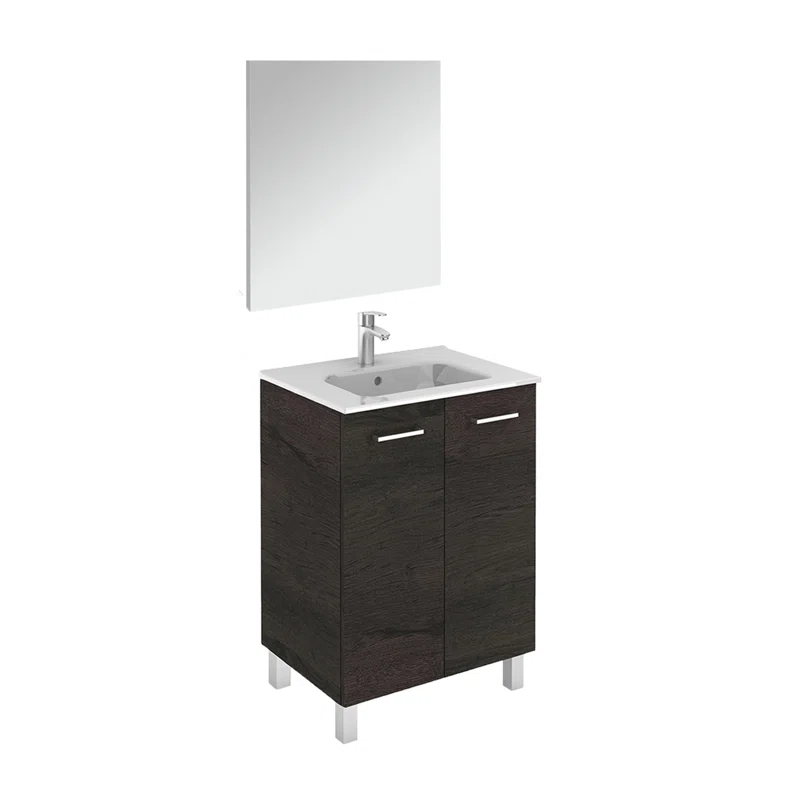 WS Bath Collections Logic 23.6'' Single Bathroom Vanity with Ceramic Top with Mirror