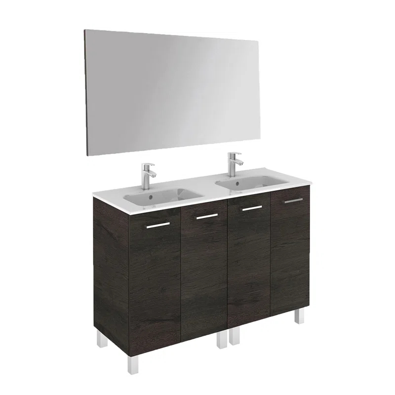WS Bath Collections Logic 47.3'' Double Bathroom Vanity with Ceramic Top with Mirror