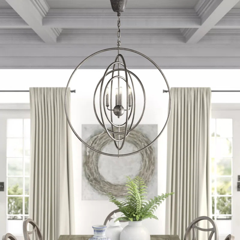 Brooks 4 - Light Industrial Steel Globe Chandelier