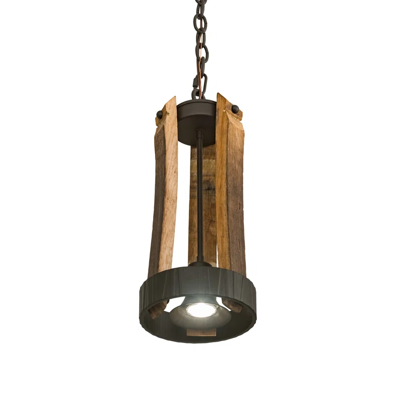 Natural Wood and Bronze 21" Rustic Pendant Light