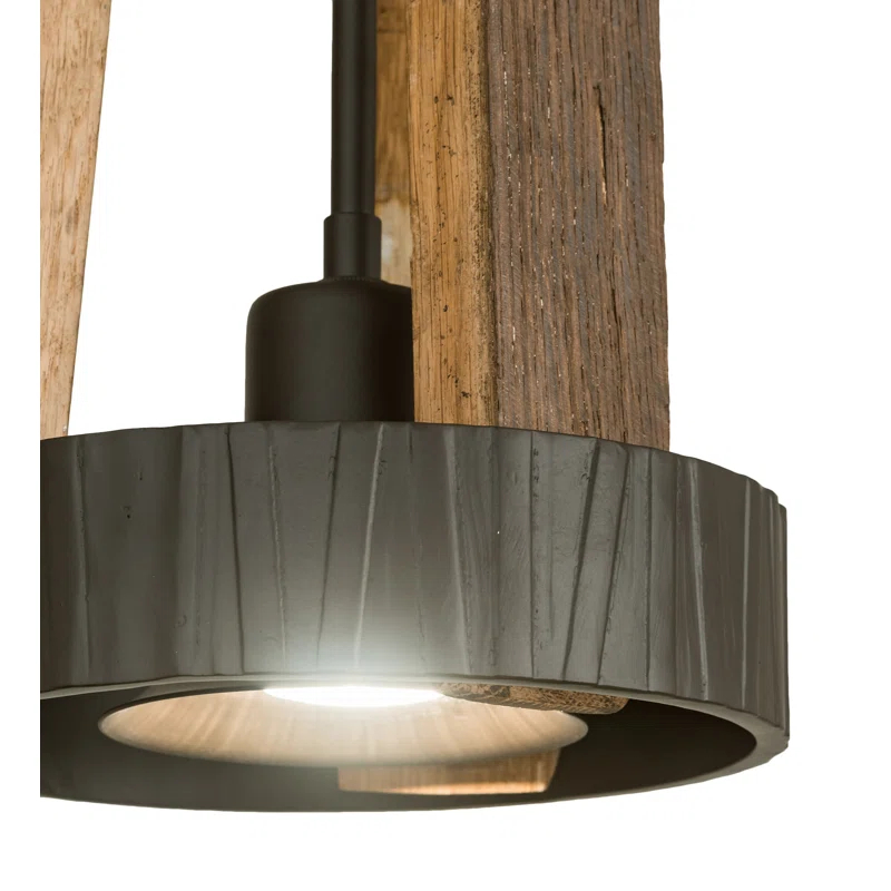 Natural Wood and Bronze 21" Rustic Pendant Light