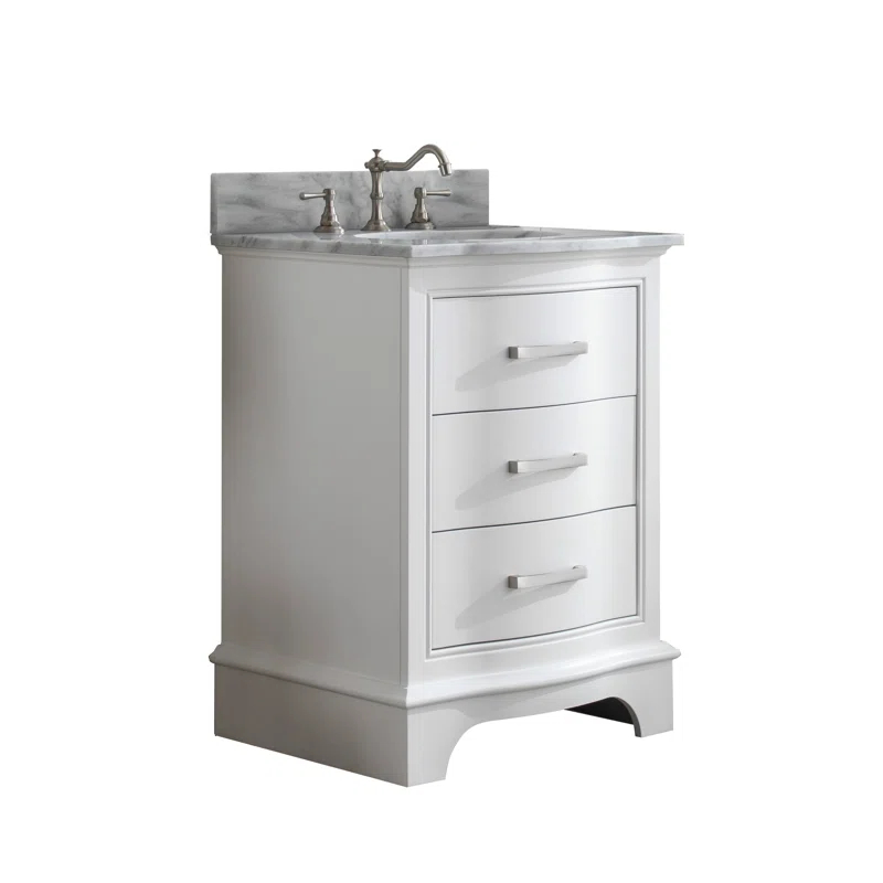 Monroe 24'' White Solid Wood Vanity with Carrara Marble Top
