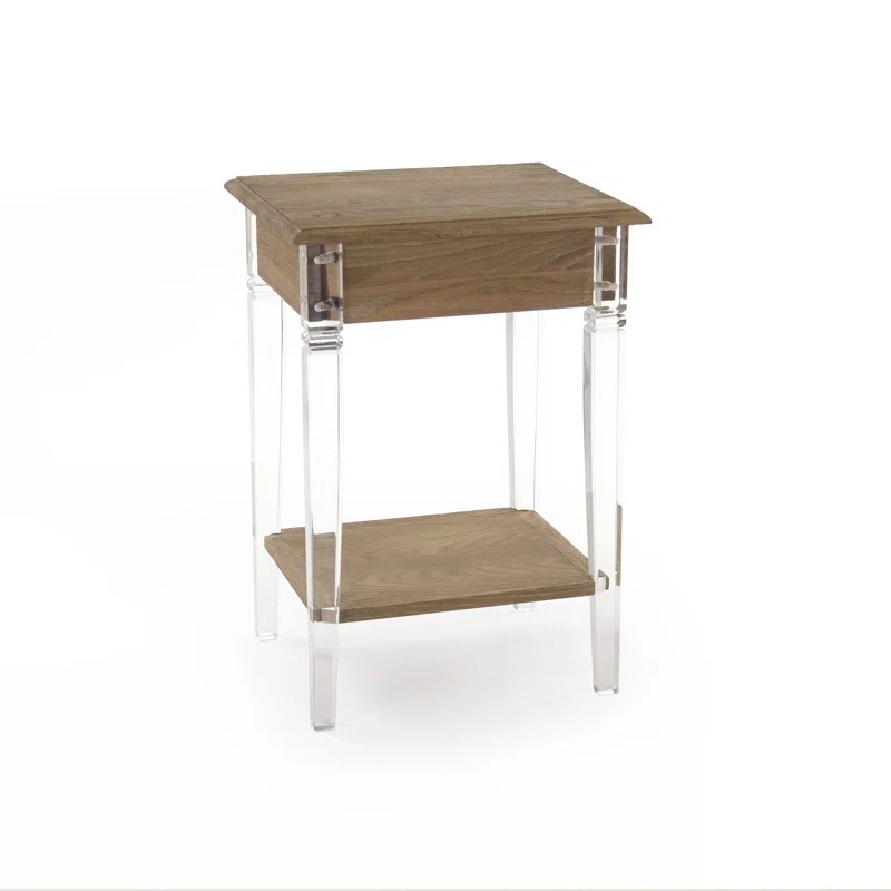 Claude Solid Wood Top End Table with Storage