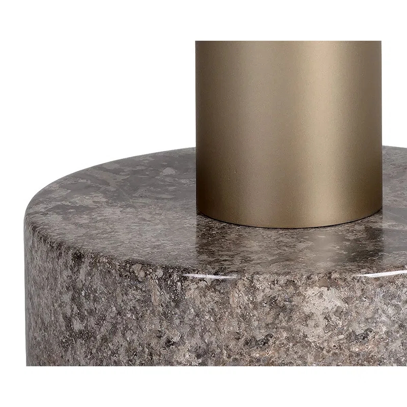 Transitional Charcoal Grey Round End Table with Light Grey Marble Top