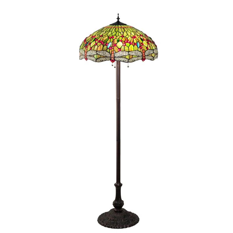 Meyda Lighting 62" High Tiffany Hanginghead Dragonfly Floor Lamp