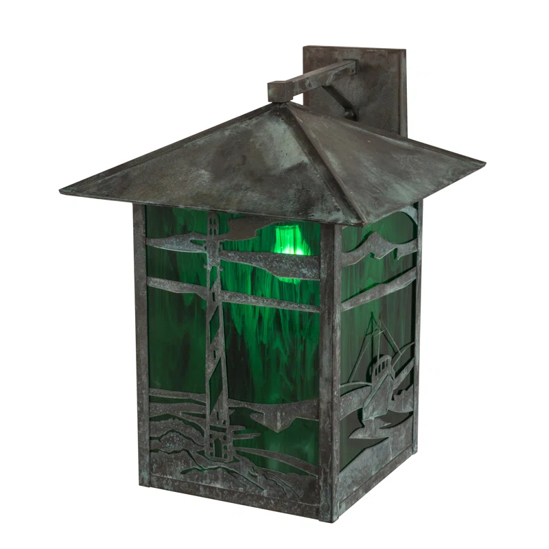 Verdigris Green Art Glass Nautical Sconce