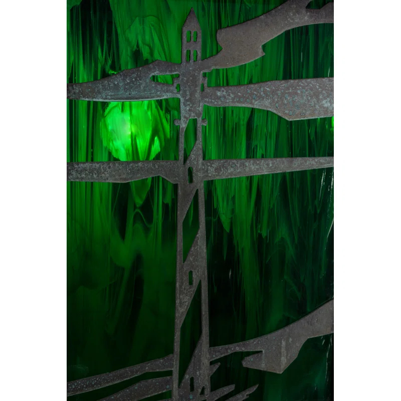 Verdigris Green Art Glass Nautical Sconce
