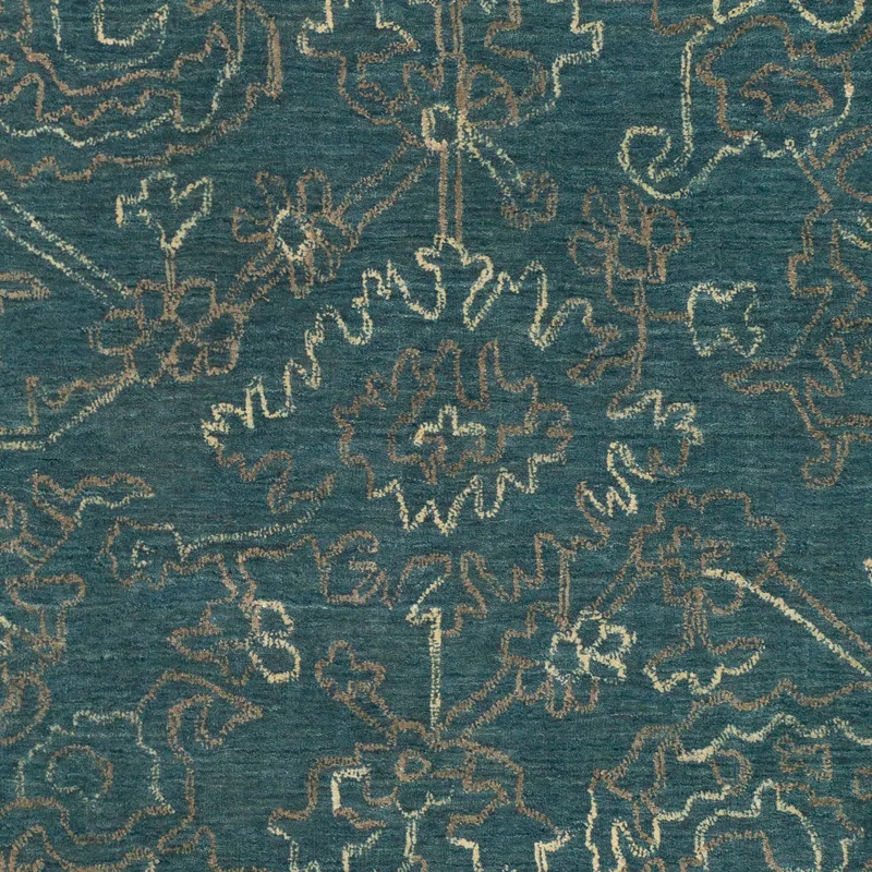 Wilmington Blue Hand-Knotted Wool Rectangular Rug