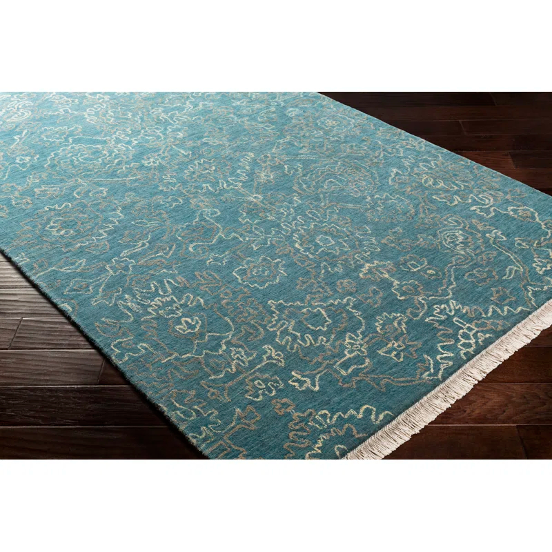 Wilmington Blue Hand-Knotted Wool Rectangular Rug