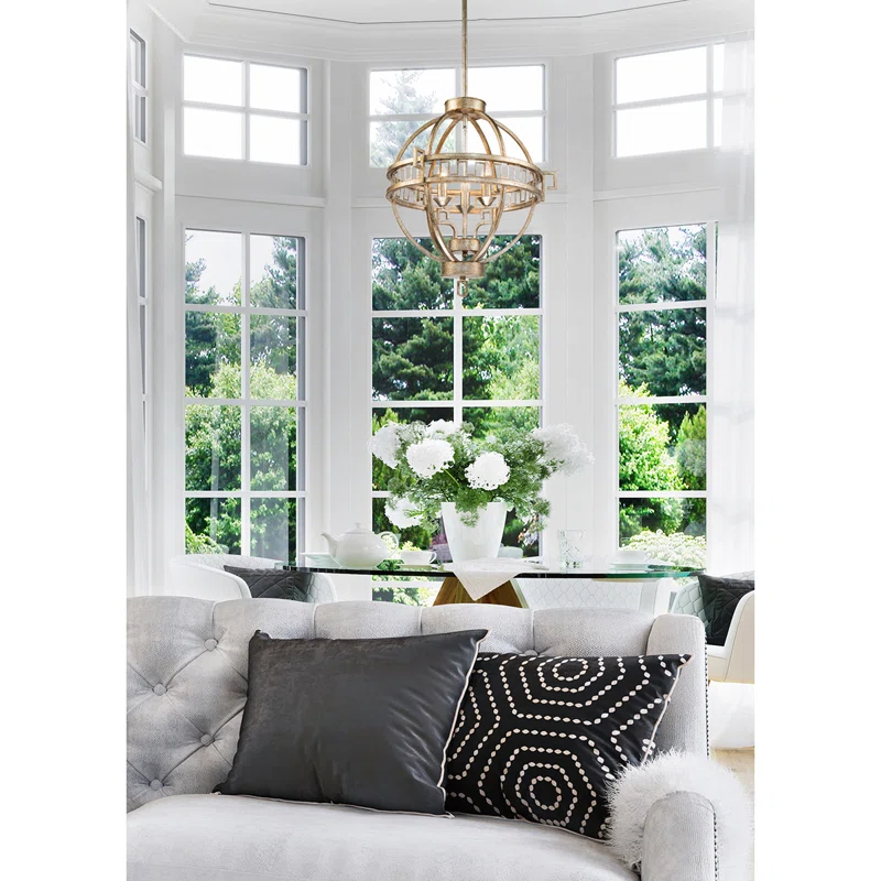 Lucas McKearn Lemuria 3-light Transitional Metal Globe Pendant in Silver Leaf
