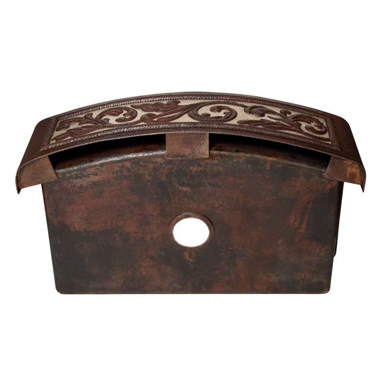 Ambiente Mexican Copper Crafts 33x22" Rectangular Single Bowl Kitchen Sink – Farmhouse Apron Drop-In Sink – 16 Gauge Bronze Copper Undermount Sink – Durable Copper Kitchen Accessories