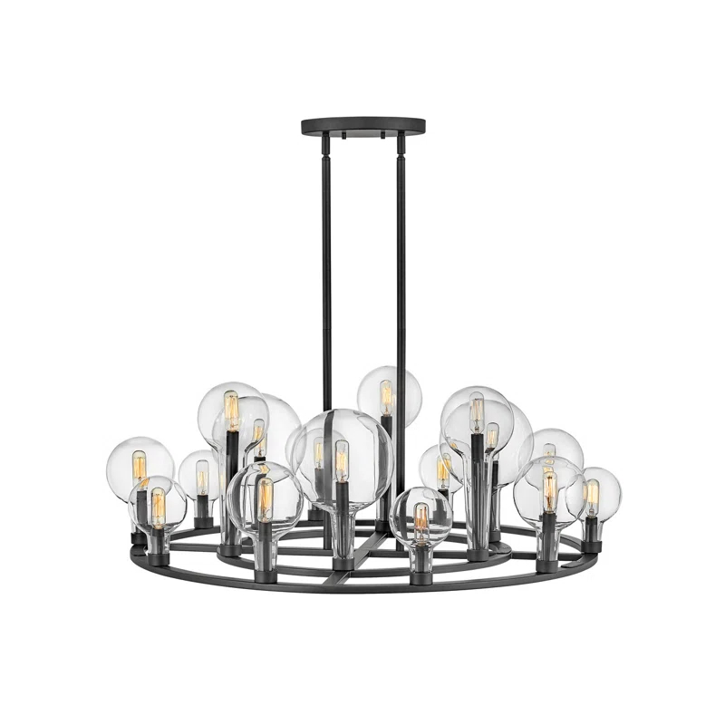 Fifteen Light Large Chandelier In Transitional-Industrial Style 37.75 Inches Wide By 16.25 Inches High-Black Finish Hinkley Lighting 30529Bk