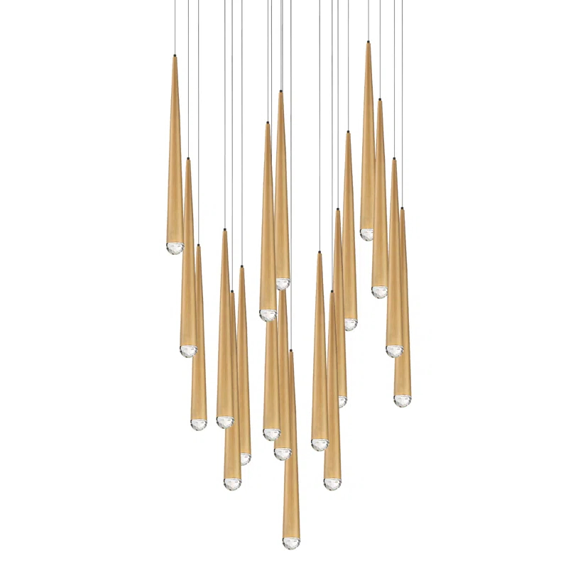 Cascade 21 - Light Aged Brass LED Cluster Pendant
